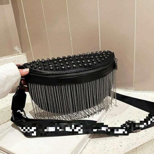 Womens waist bag 2020 new European and American fashion rivet slanting chest bag
