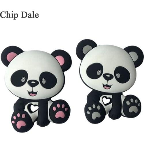 Chip Dale 5Pcs Panda Shape Silicone Teethers BPA Free DIY Teething Necklace Pendant Baby Shower Gift Animal Nursing Sensory Toy