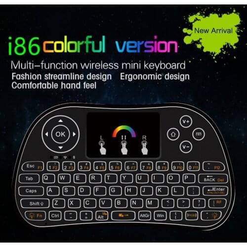 I86 Backlit Wireless Mini Keyboard Remote Control Colorful Backlight Air Mouse for Android TV Box IPTV Xbox PS3 Gamepad pk I8
