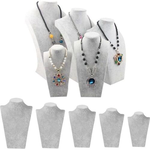 Grey Velvet Necklace Display Bust Stand Mannequin, Jewelry Display, Premium, 5 Sizes to Choose from