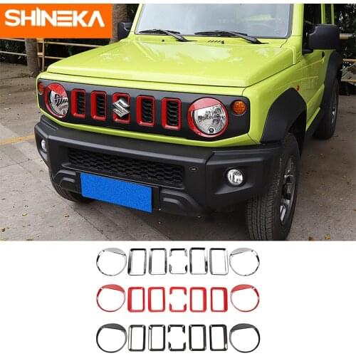 SHINEKA Car Front Grille Sticker For Suzuki Jimny 2019+ Car Front Headlight Decoration Cover Stickers Kit For Suzuki Jimny 2019