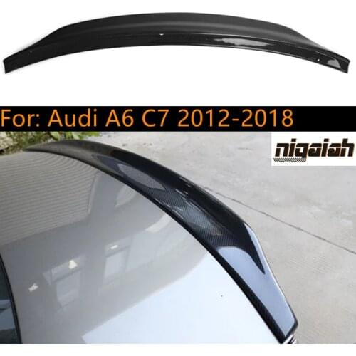 High Quality Rear Spoiler for Audi A6 C7 2012-2018 Carbon Fiber Rear Trunk Boot Wing Lip Glossy Black Spoiler