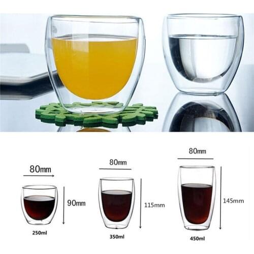 Heat-resistant Glass Cup Double Layer Cups 150-450ml 3 Size Double Wall Cup Coffee Tea Beer Insulated Mug Espresso Cup Wine Beer