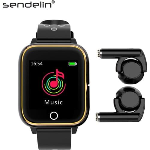 Smart Watch Bluetooth Earphone 2 in 1 BT 5.0 Men Women Smart Watch BT Call Hear Rate Blood Pressure for Bracelet TWS sports MP3