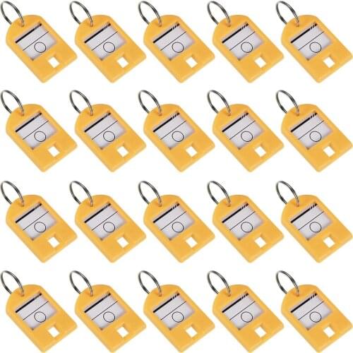 Uxcell 20 pieces Plastic Key Tags with Split Ring Keychain ID Luggage Label Window