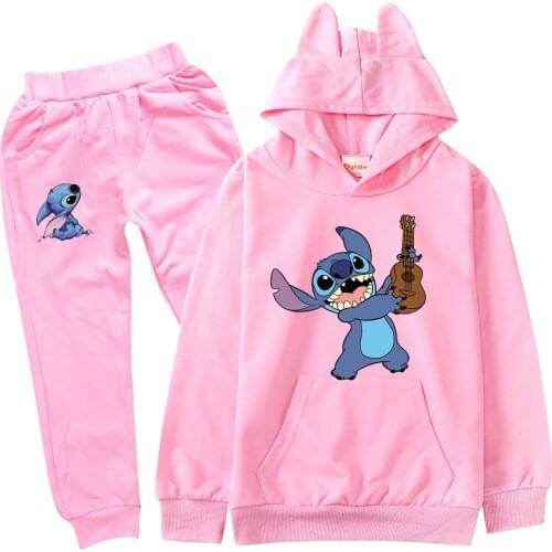 Stitch spring autumn childrens clothing boys and girls sweater+casual trousers kid casual sportswear suit