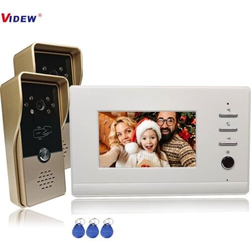 VIDEW 4 Wired Video Door Phone Intercom System RFID Unlock Camera Doorbell 4.3 Inch Monitor Night Vision Door Entry for Villa