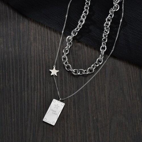 High Quality Multi-layer Square Chain Choker Necklace For Women Men Punk Star Good Luck Fashion Chunky Chain Necklaces