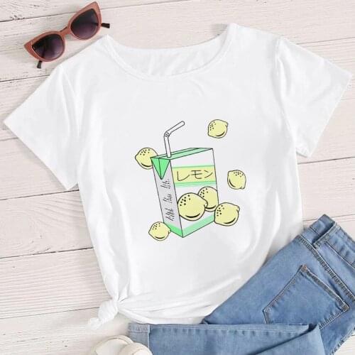 2021 Exquisite T Shirt Summer Streetwear Mango Drink Printed T-shirt Modern Cartoon soft girl top Creative Women Tshirt Top Tees
