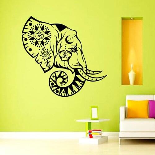 ZOOYOO Indian Pattern OM Sign Elephant Wall Sticker Removable Vinyl Art Decals Home Decor Living Room Bedroom Decoration Murals