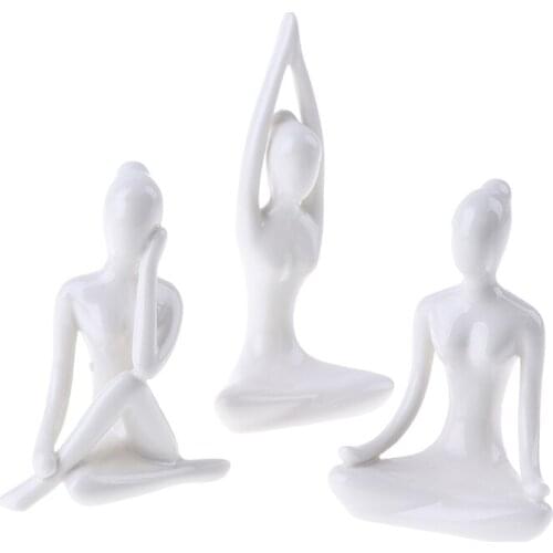 1pc Abstract Art Ceramic Yoga Poses Figurine Porcelain Lady Figure Statue Home Yoga Studio Decor Ornament 6 Styles