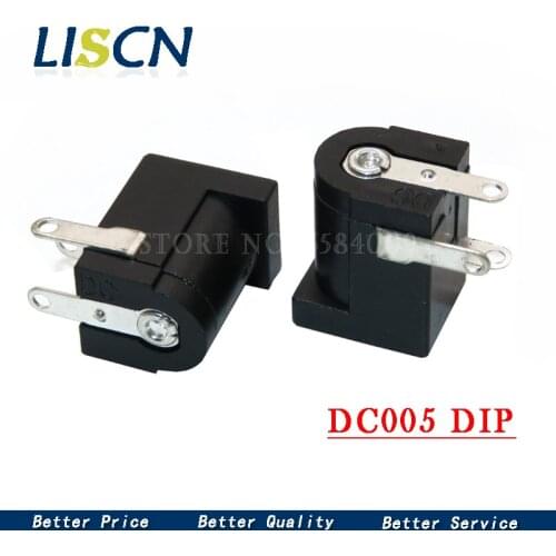 10PCS DC-005 Black DC Power Jack Socket Connector DC005 5.5*2.1mm 2.1 socket Round the needle new