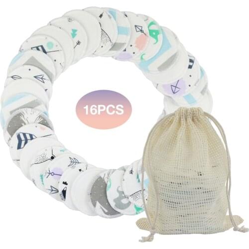 Makeup Removal Cotton Pad Cartoon Prints Reusable Cotton Pads For Face Eye 16PCS