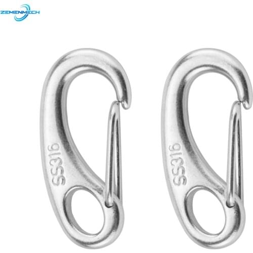 2PCS Stainless Steel Egg Shape Spring Snap Hook Clips Quick Link Carabiner Buckle Eye Shackle Lobster Claw Outdoor Boat Marine