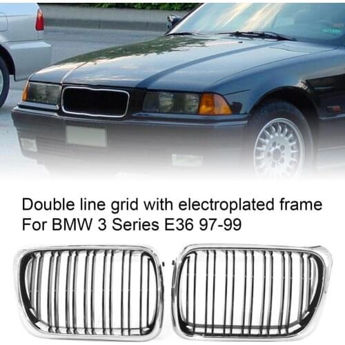2Pcs Kidney Grille Heat-resistant Lightweight Replacement Electroplating Bezel Dual Slats Bumper Grill 51138195151 51138195152 f