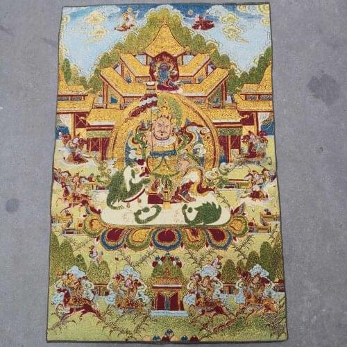 36 inch Silk embroidery Statue of the God of wealth Thangka Paintings Mural