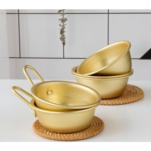 6 Korean rice wine bowls, Korean dessert bowls, hot drinks and cold wine bowls, golden bowls with handles
