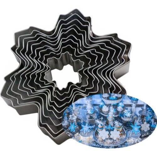 9PCS Christmas Snowflake Fondant Cookie Biscuit Cutter Mold Stainless Steel Cookie Cutter Xams Baking Decorating Tool