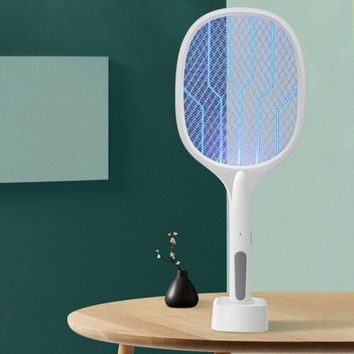Two-in-One Electric Mosquito Swatter 2000mAh USB Rechargeable LED Trap Mosquito Killer Home Fly Bug Zapper Racket Inserts Killer
