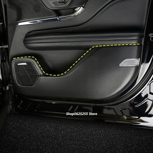 For Lincoln Aviator 2020 Accessories Car Door Anti-kick Pads Carbon Fiber Leather Sticker Interior Doors Protective Cover