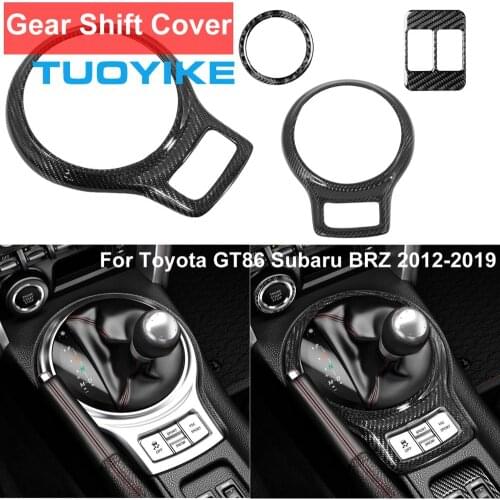 LHD RHD Car Styling Real Carbon Fiber Steering Wheel Central Gear Shift Decal Trim Cover Panel For Toyota GT86 Subaru BRZ 12-19