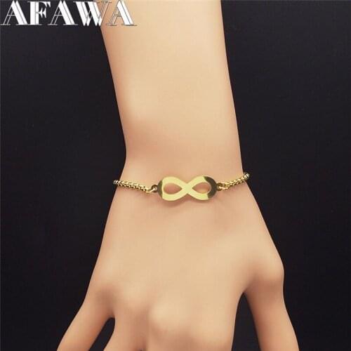 2021 Stainless Steel Infinite Loop Symbol Bracelets Geometry Chain Bracelet Women/Men Gold Color Jewelry Bracelet femme BHXS05