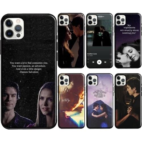 Damon Elena The Vampire Diaries Phone Case For iPhone 11 12 Pro Max 12 Mini X XR XS MAX 7 8 Plus 5S SE 2020 Soft Cover