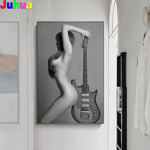 Diy 5D Diamond Painting Sexy Wall Art Nude Women with Guitar Painting Diamond Embroidery Portrait Cross Stitch New Arrival Decor