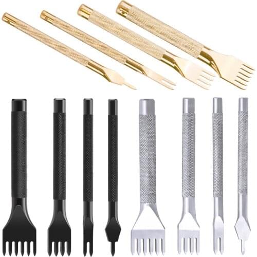 SHWAKK 4mm Spacing Punch Tool For Leather Hole Punches Tool Lacing Stitching Sewing DIY Leather Craft Tools 1/2/4/6 Prong