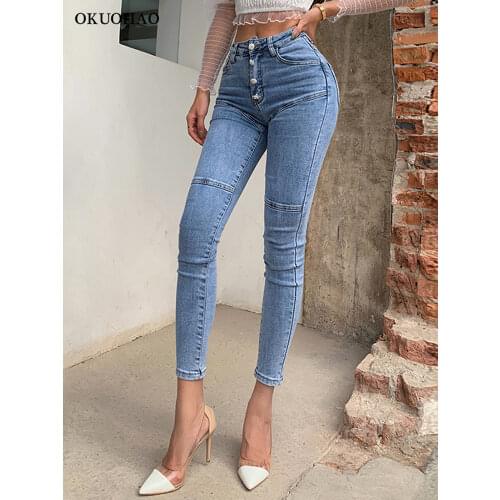 Spring / Summer 2020 New Jeans Womens High Waist Stretch Hip Slim Fit Skinny Skinny Feet Nine Points Pencil Pants