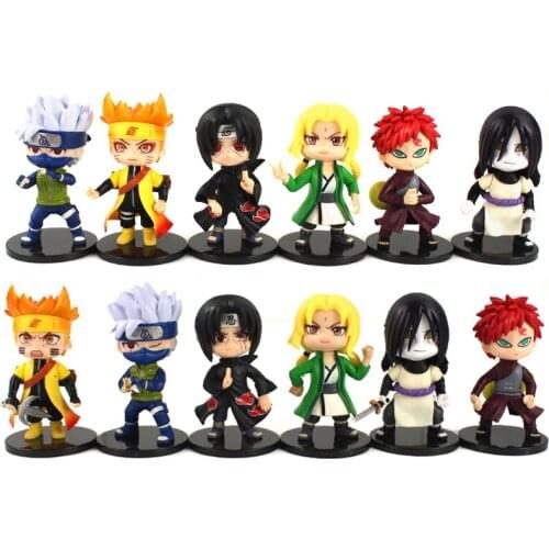 6pcs/Set 10cm Naruto Shippuden Anime Kakashi Itachi Gaara Tsunade Orochimaru Uzumaki Naruto Mini Action Figure Model Toys Gift