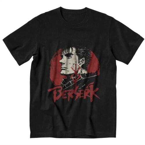 Vintage Japanese Manga Gattsu Berserk Tshirts Men Unique Tees Top Cotton T Shirt Short Sleeve Swordsman Gatsu T-shirt Gift