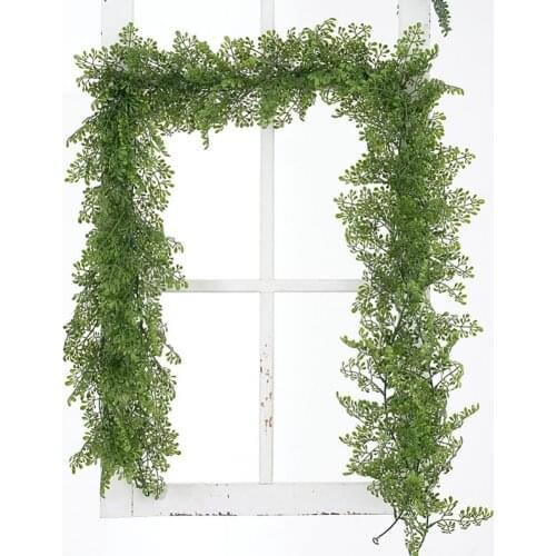 Artificial Rattan Green Leaf Home Decor Plastic Fake Hanging Vine Garland Plant for Wall Wedding Scene Vine Garland Decoration