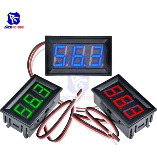 Red/Blue/Green LED Panel Voltage Meter Mini LED Digital Display Voltmeter DC 0V to 99.9V Volt Tester