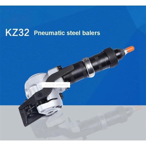New Hot kz32 Pneumatic steel belt baler Pneumatic steel belt baler steel steel strapping machine 0.4-0.6mpa 19-32mm 5.3m / min