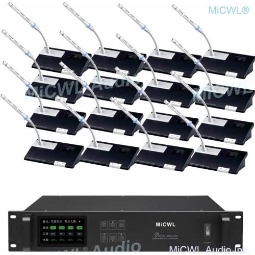 MiCWL 1 President 12 Delegate unit Digital Wireless Meeting Room Conference Microphone System with 13 Gooseneck Table Mic