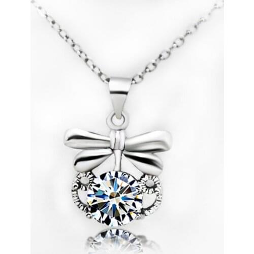 Micro Inlaid Zircon Bow Pendant Necklace High-End Fashion Korean Necklace Choker Necklace Statement Necklace Womens Necklace