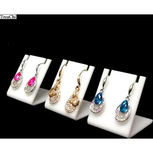 Mini Earring Stand White Acrylic Bracelet Jewellry Display Stand Holder L Shape Stud Exhibition Shelf Earring Storage Rack