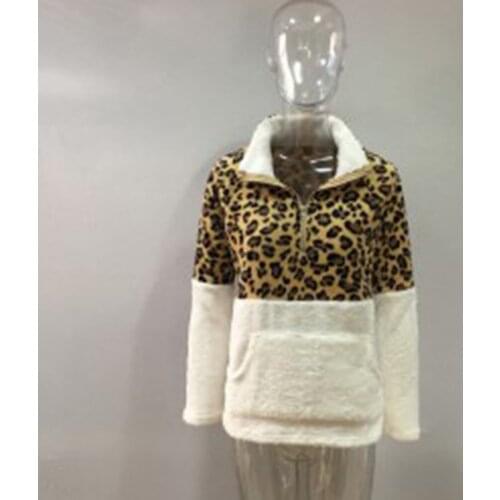 Fashion Long Sleeve Sweater Leopard Stitching Top Comfortable For Daily Wear Warm Hoodie Long Sleeve Coat
