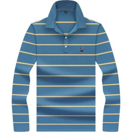 New Spring autumn polo shirt High quality brand cotton mens polo shirt Long sleeve casual striped shirt polo men clothing