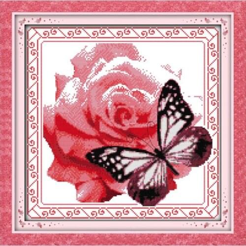 Flower and butterfly cross stitch kit flower 18ct 14ct 11ct count printed canvas stitching embroidery DIY handmade needlework