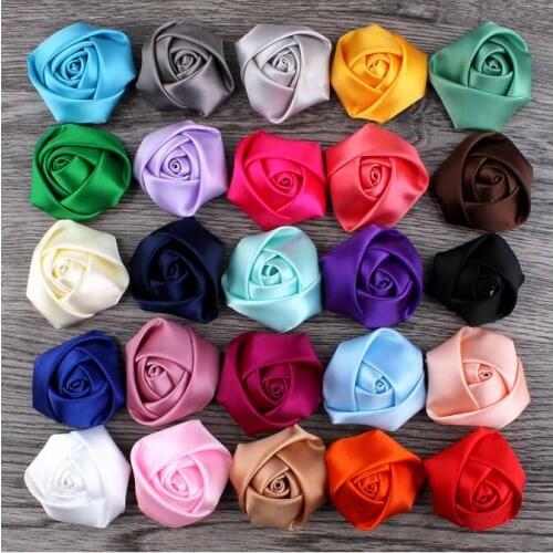 Cheap 50Pcs/lot DIY Hand Made DIA 5CM Satin Rose Artificial Ribbon Flower For Make Bridal Bridesmaid Wedding Bouquet Decor