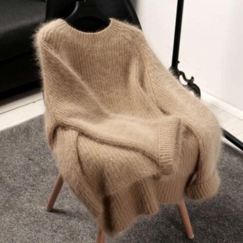 2019 New Autumn Winter Plus Size Sweaters Warm Knitted Women Pullovers Mohair Knit Sweater Women O-Neck Pullover HK168