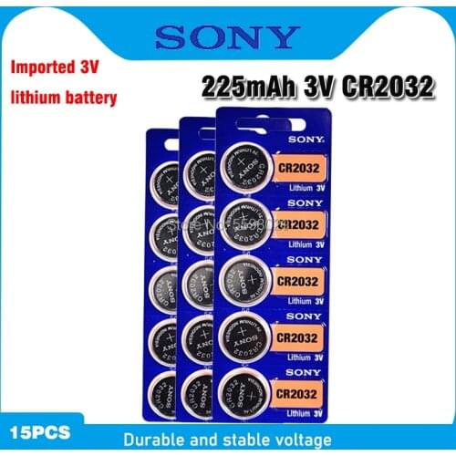 15PCS SONY Original CR2032 Button Cell Battery 3V Lithium Batteries CR 2032 for Watch Remote Toy Computer Calculator Control