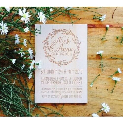 Personalized Wood wedding invitation - Timber wedding invitation - Vines Design-Wedding invitations