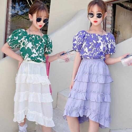 Girls' dress summer dress 2021 new childrens dress western style suit summer dress big childrens princess dress summer dress