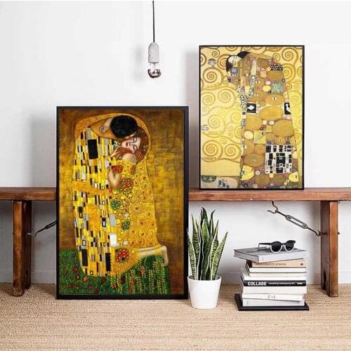 Kiss By Gustav Klimt Oil Painting Canvas Wall Art For Living Room Adele Bloch-Bauers Portrait Paintings Decorative Pictures
