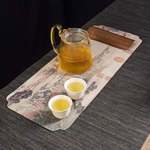 Painted tea towel, tea cloth, table bunting cloth, absorbent tea mat, tea pot, Zen tea ceremony spare parts