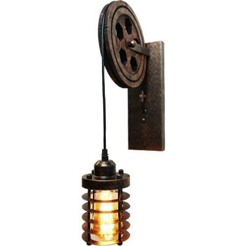 Adjustable vintage Loft industrail lifting pulley light for cafe corridor restaurant bedroom aisle club bra wall lamp bra