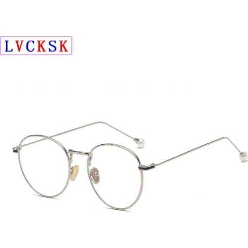 Luxury Ladys Pearl Transparent Glasses Metal Retro Round Prescription Glasses Frames For Women Clear Glass Eyeglasses Frame L3